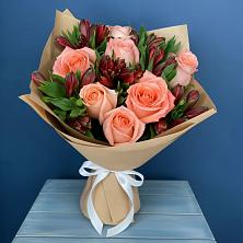 Букет Сплетённые любовью в Алфиомво Букет цветов из:  Розы и Альстромерии в Алфиомво
