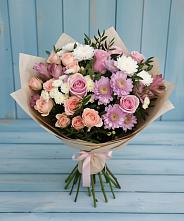 Букет цветов из:  Хризантемы, Розы и Альстромерии в Алфиомво