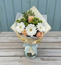 Букет цветов из:  Герберы, Розы и Хризантемы #REPLACE_PRED# Алфиомво