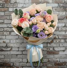 Букет Феерия в Алфиомво Букет цветов из:  Розы, Лизиантусы и Гвоздики в Алфиомво